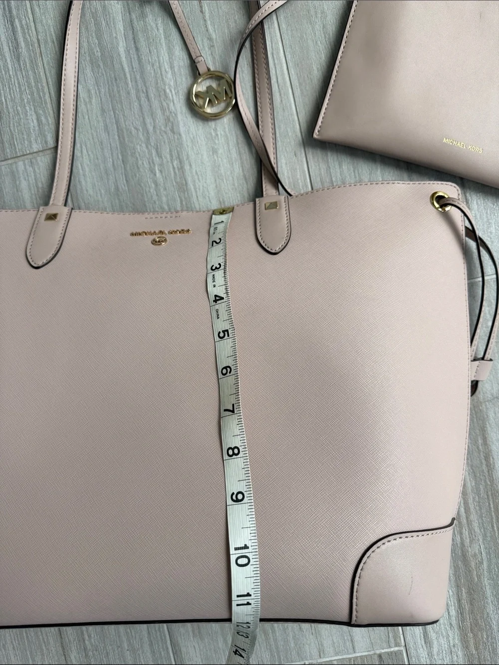 Michael Kors Pale Pink Saffiano Tote with Removable Pouch